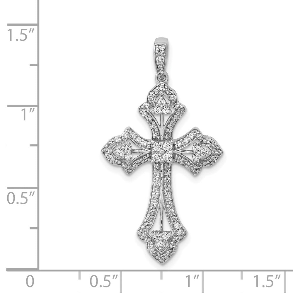 14k White Gold 1/2ct. Real Diamond Fancy Cross Pendant