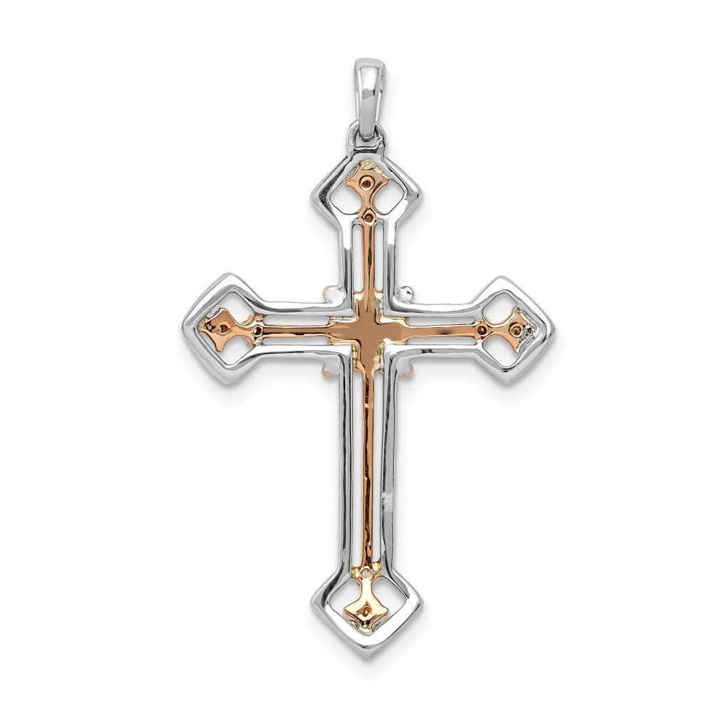 14k Two-Tone Gold 3/8ct. Real Diamond Cross Pendant