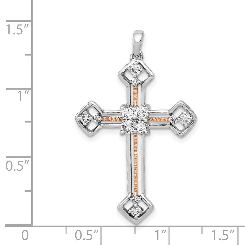 14k Two-Tone Gold 3/8ct. Real Diamond Cross Pendant