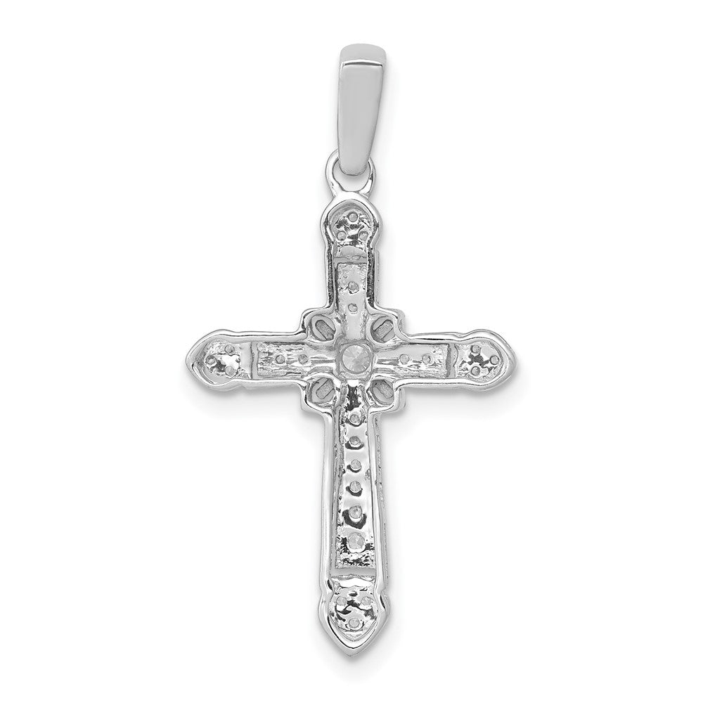 14k White Gold 1/6ct. Real Diamond Filigree Cross Pendant