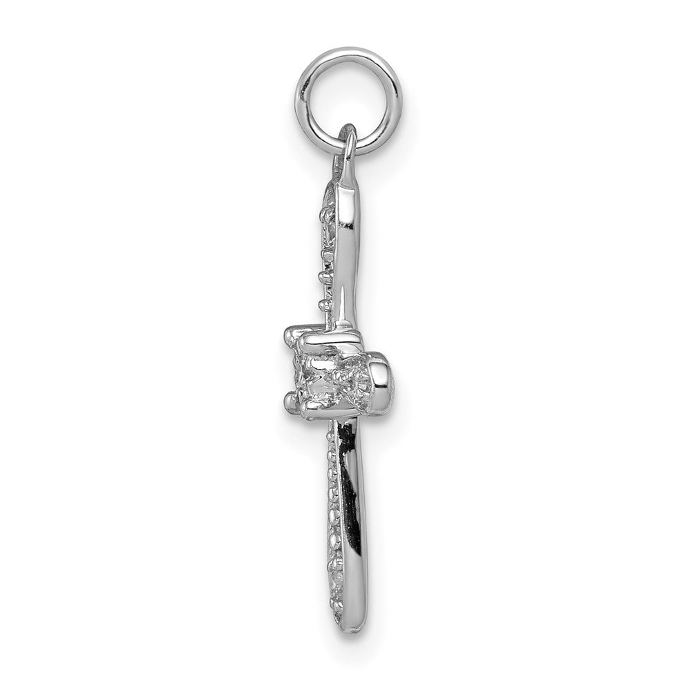 14k White Gold 1/20ct. Real Diamond Cross Charm