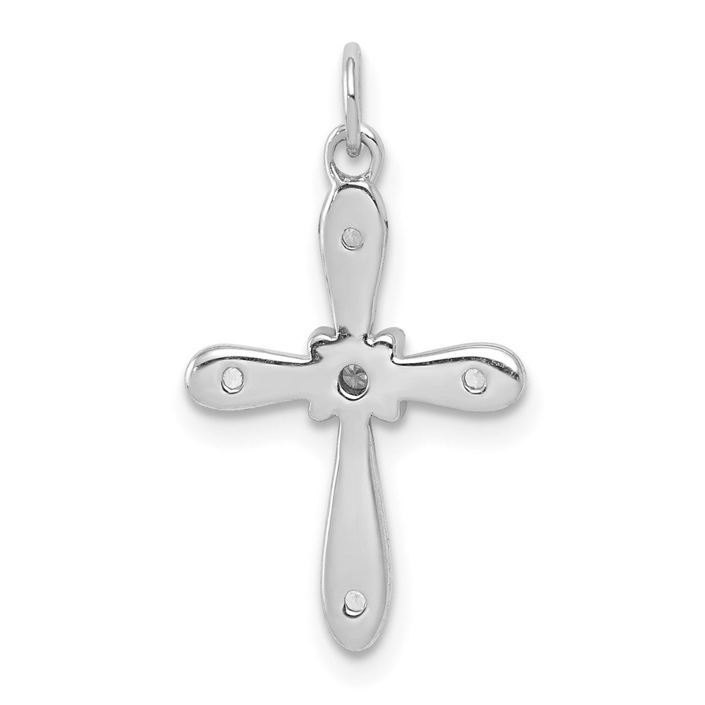 14k White Gold 1/20ct. Real Diamond Cross Charm