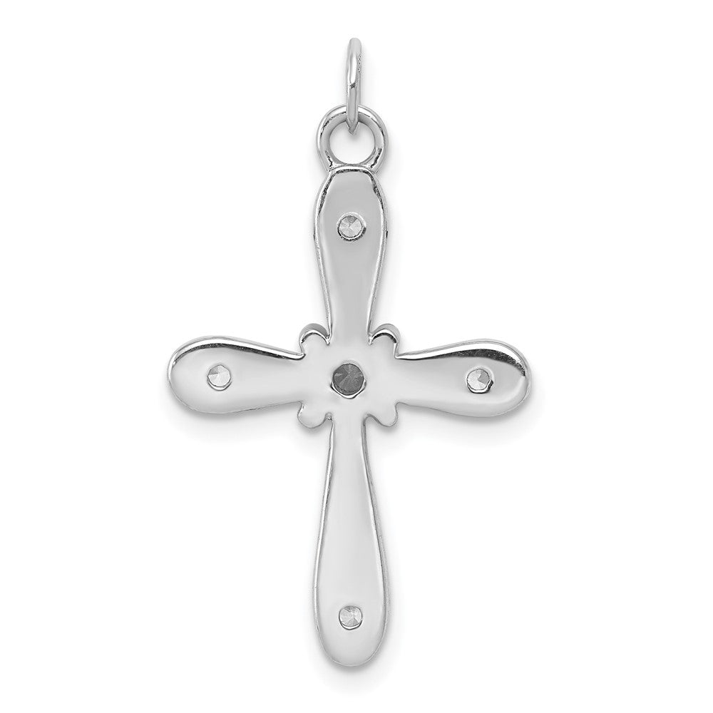 14k White Gold 1/6ct. Real Diamond Cross Charm