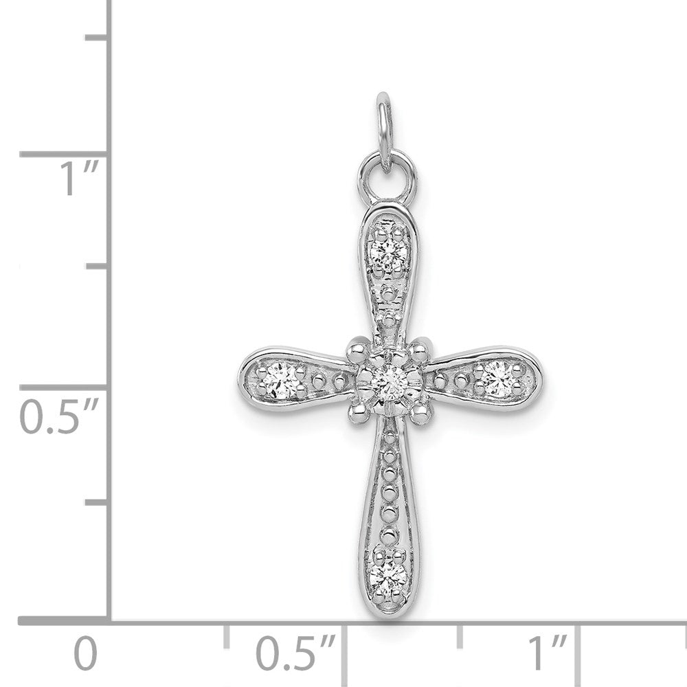 14k White Gold 1/6ct. Real Diamond Cross Charm