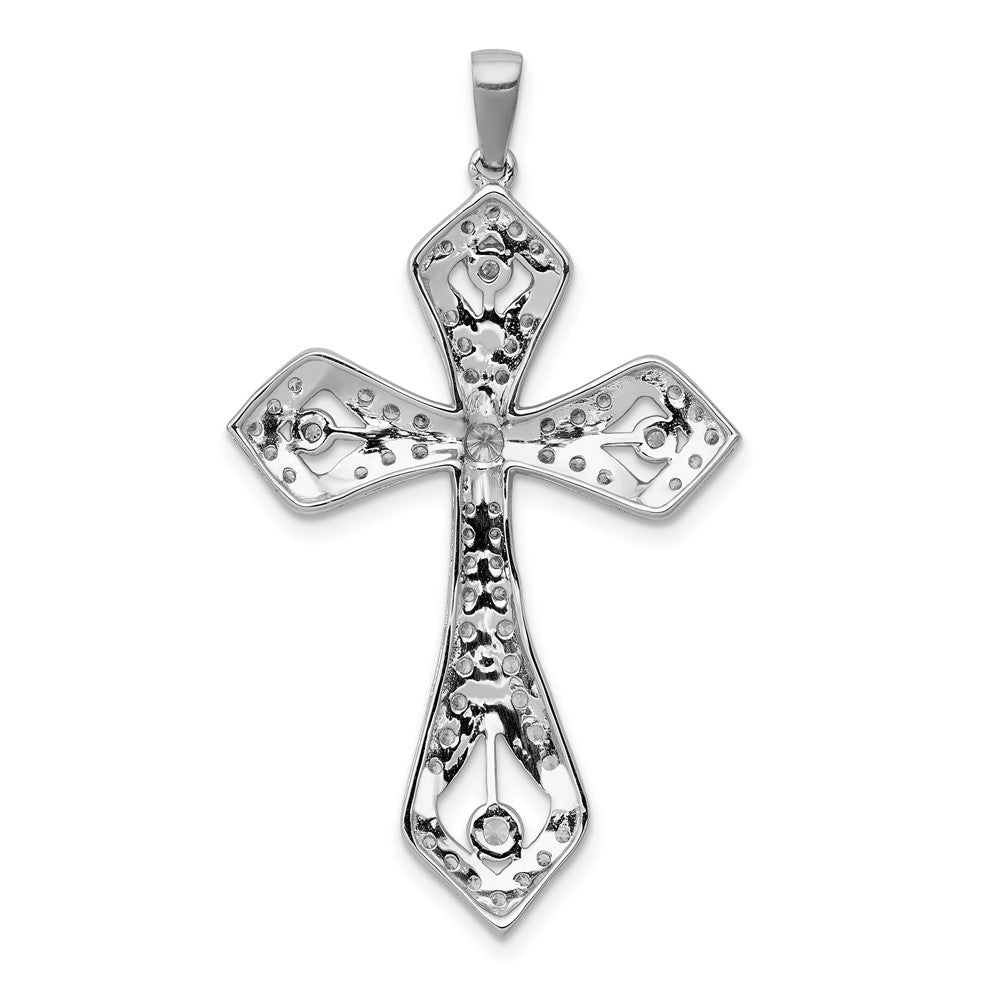 14k White Gold 5/8ct. Real Diamond Passion Cross Pendant