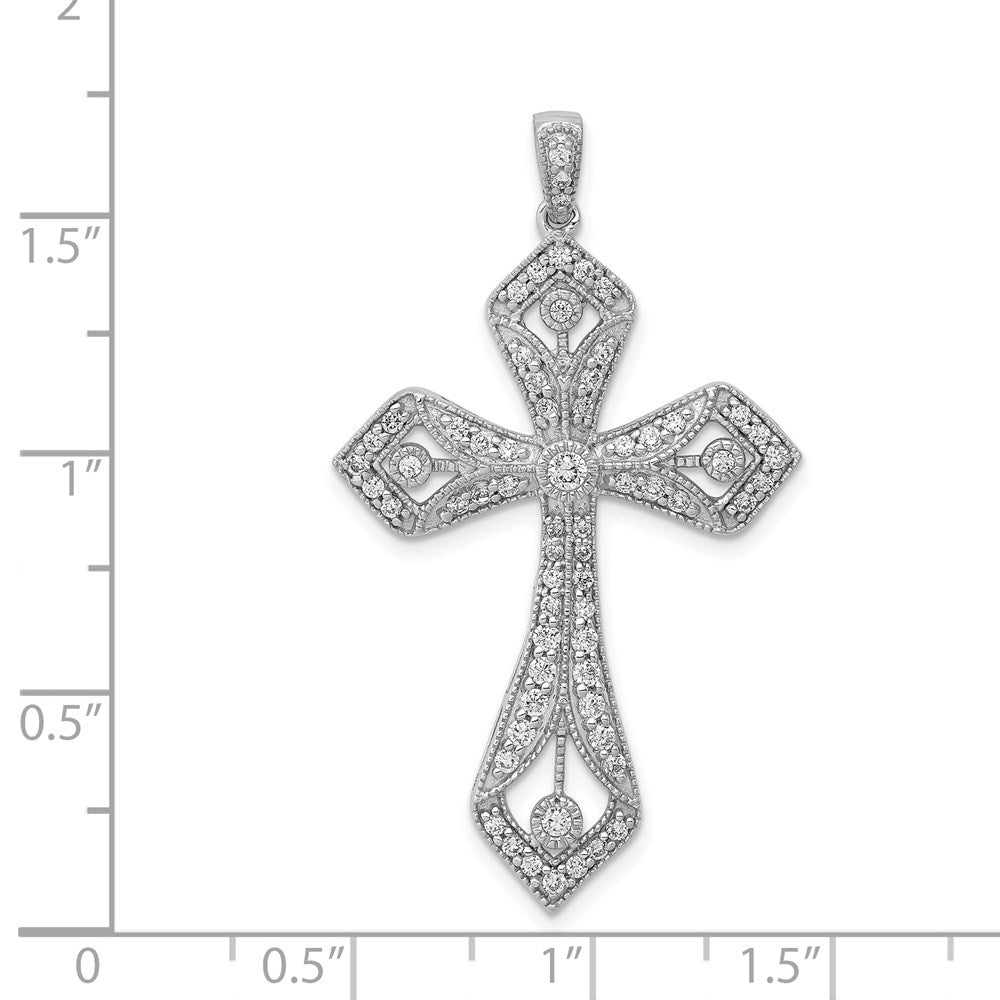 14k White Gold 5/8ct. Real Diamond Passion Cross Pendant