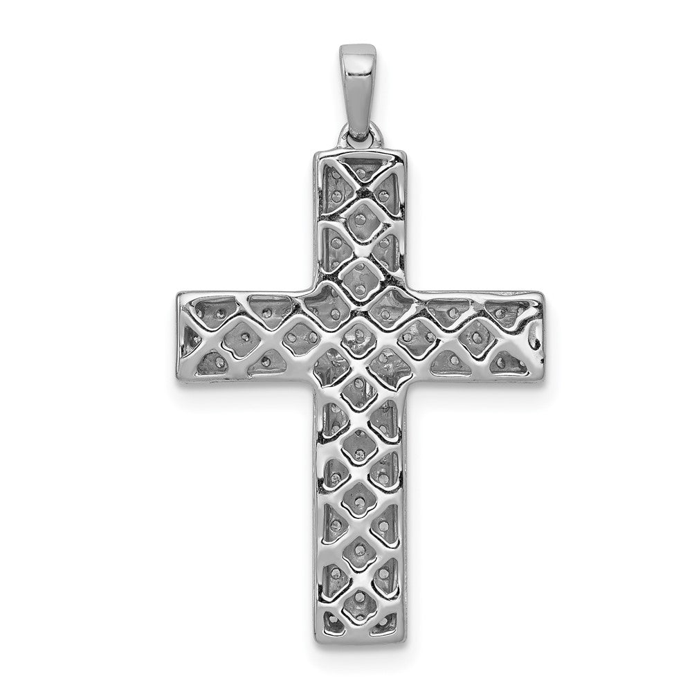 14k White Gold 1/2ct. Real Diamond Latin Cross Pendant