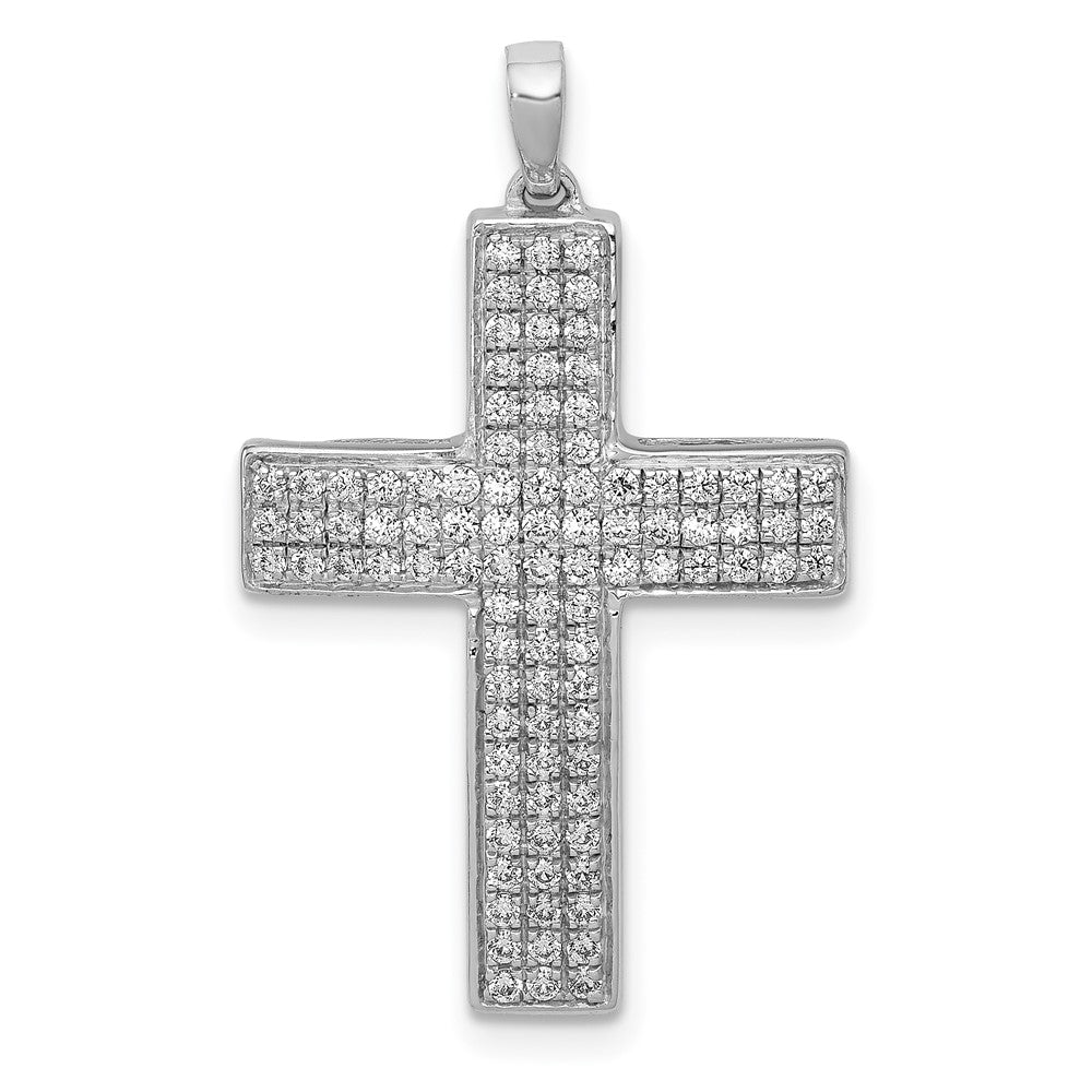 14k White Gold 1/2ct. Real Diamond Latin Cross Pendant