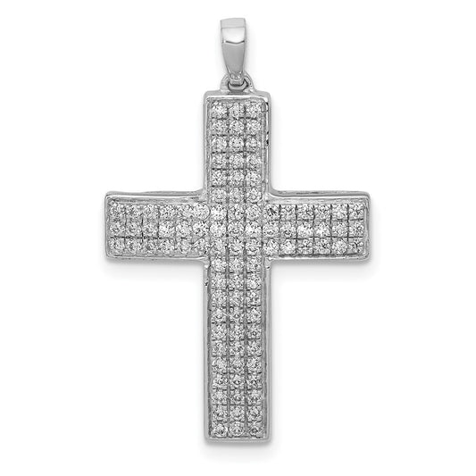 14k White Gold 1/2ct. Real Diamond Latin Cross Pendant