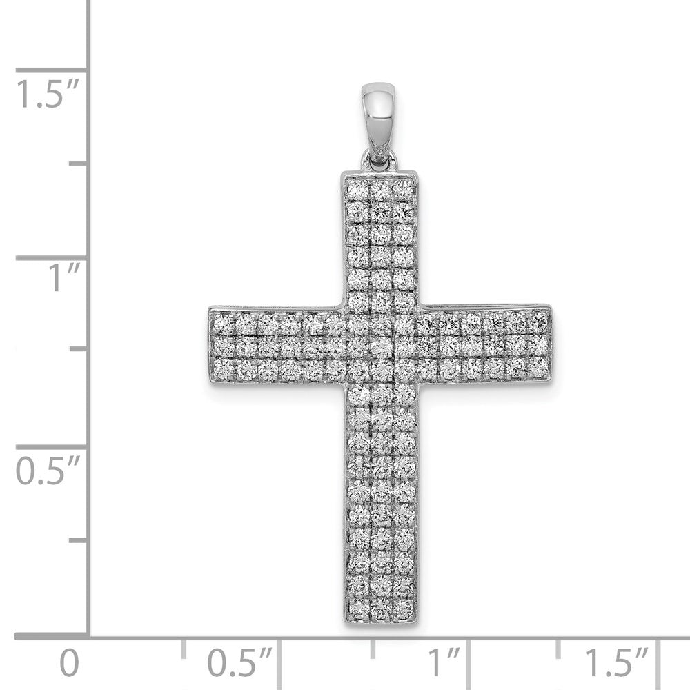 14k White Gold 1ct. Real Diamond Latin Cross Pendant