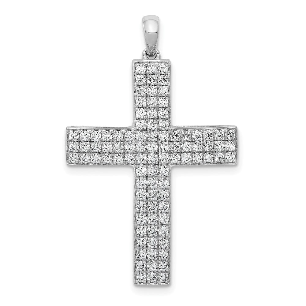 14k White Gold 1ct. Real Diamond Latin Cross Pendant