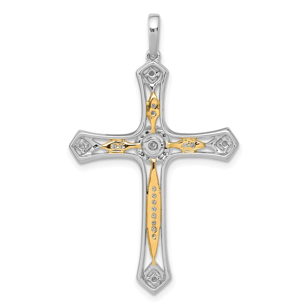 14k Two-Tone Gold 1/5ct. Real Diamond Cross Pendant