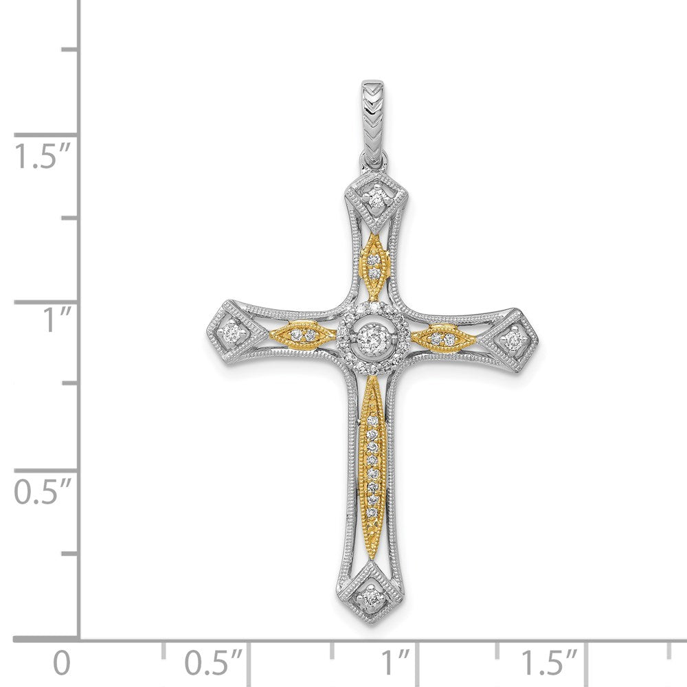 14k Two-Tone Gold 1/5ct. Real Diamond Cross Pendant