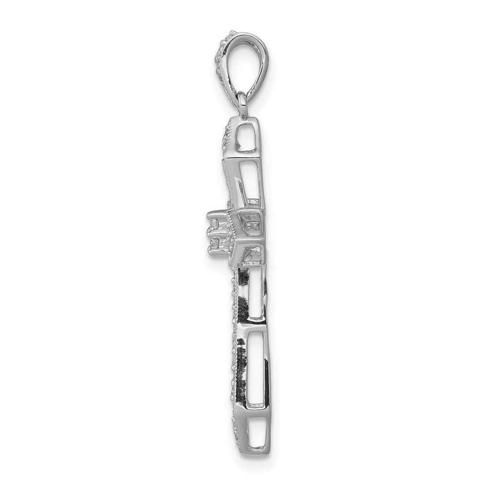 Solid 14k White Gold 1/3ct. Simulated CZ Passion Cross Pendant