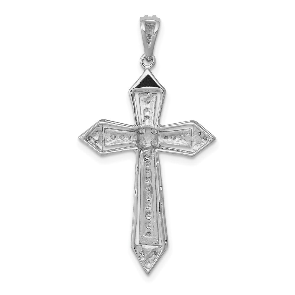 Solid 14k White Gold 1/3ct. Simulated CZ Passion Cross Pendant