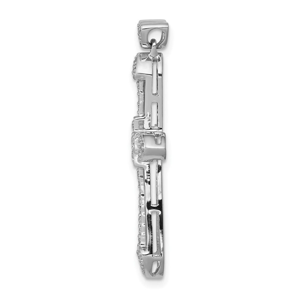 Solid 14k White Gold 1/3ct. Simulated CZ Cross Pendant