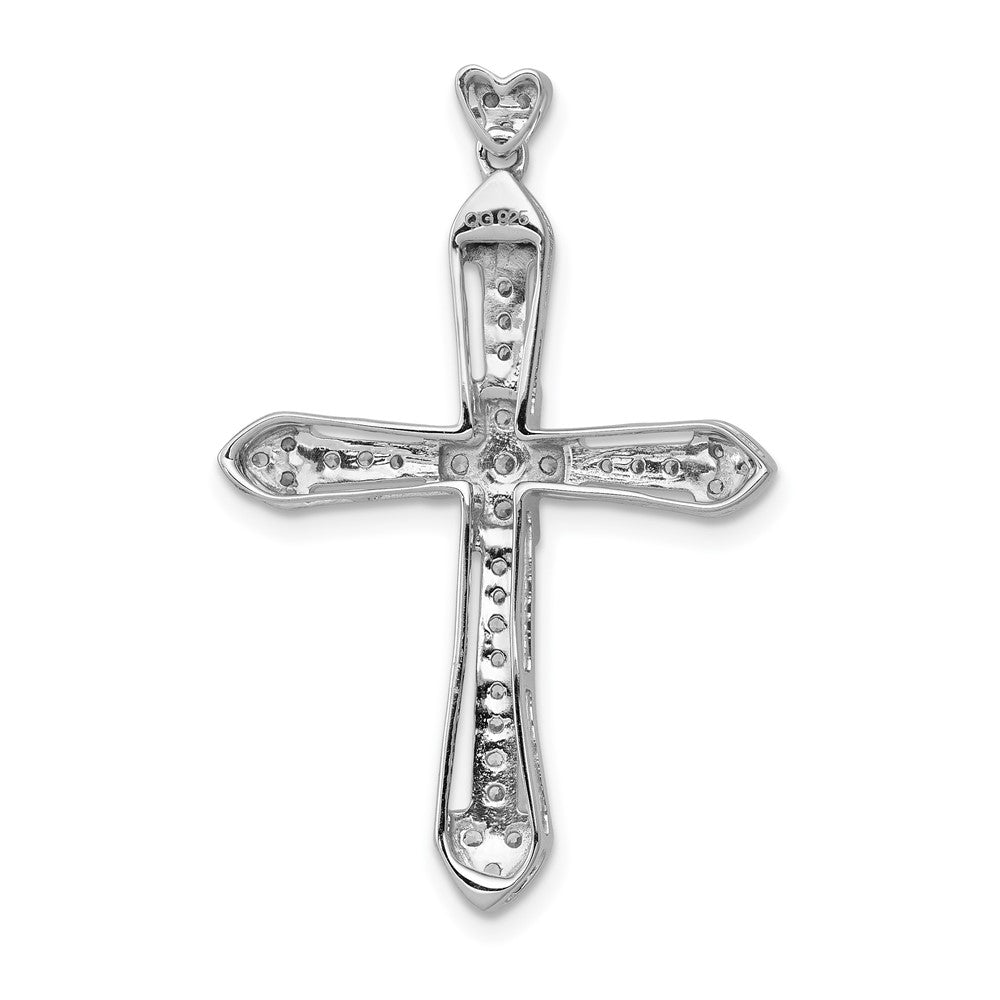 Solid 14k White Gold 1/3ct. Simulated CZ Cross Pendant