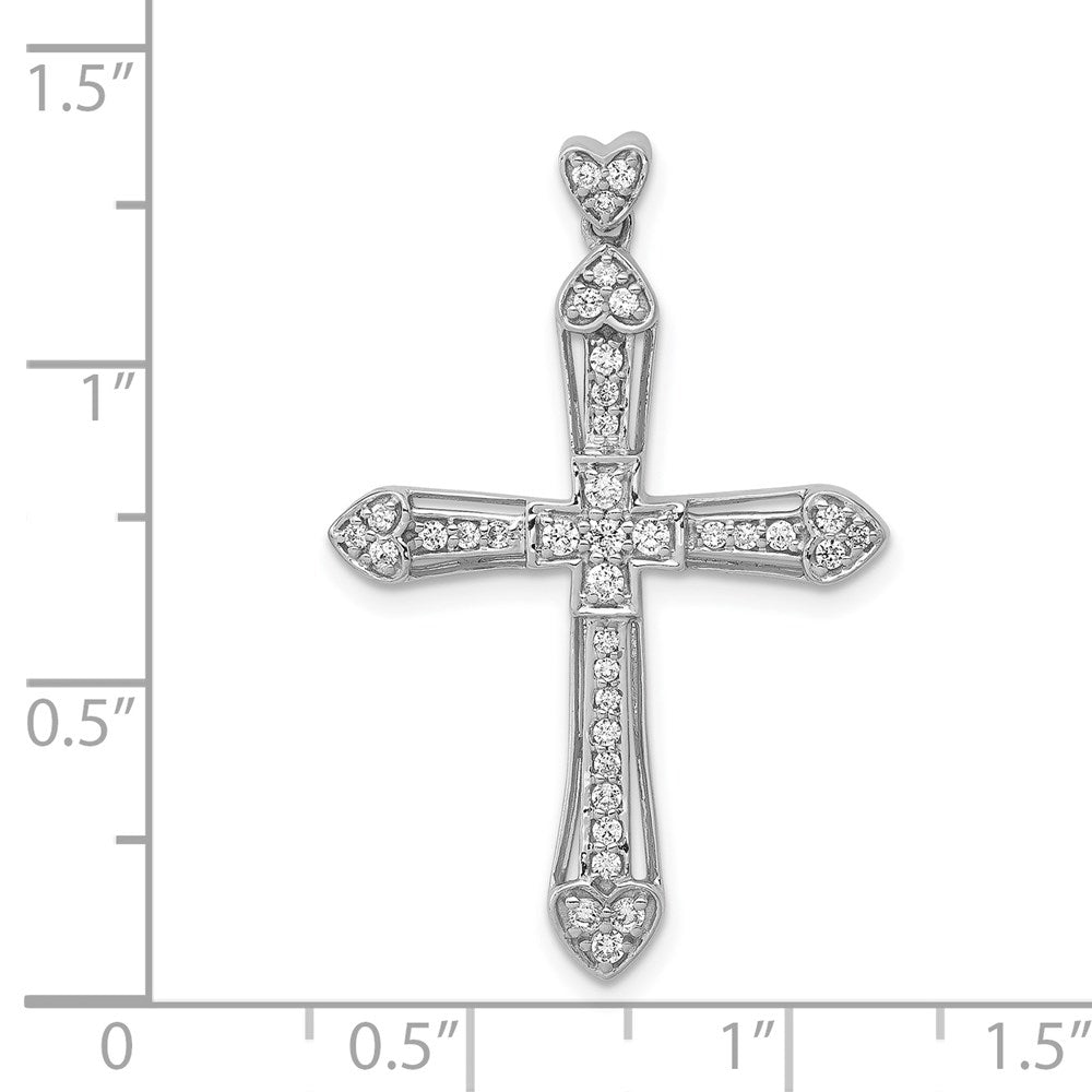 14k White Gold 1/3ct. Real Diamond Cross Pendant