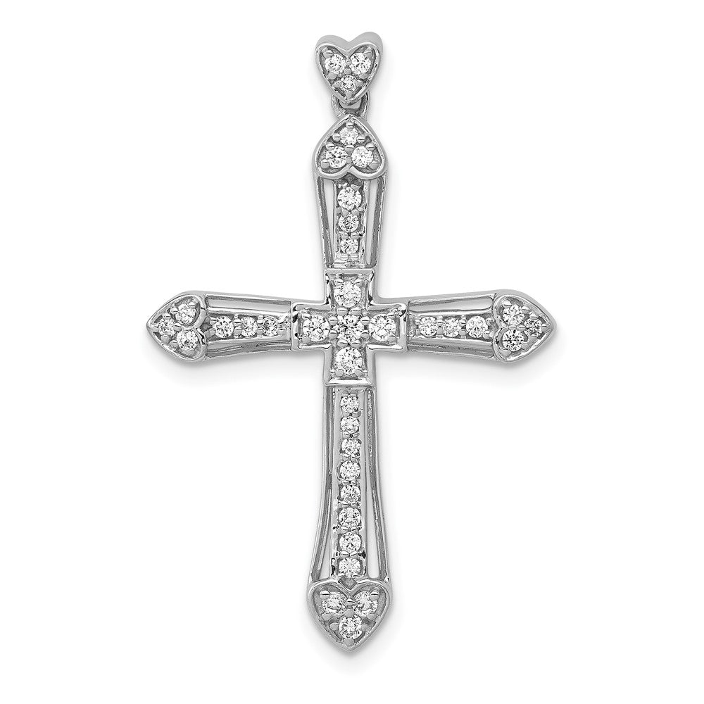 Solid 14k White Gold 1/3ct. Simulated CZ Cross Pendant