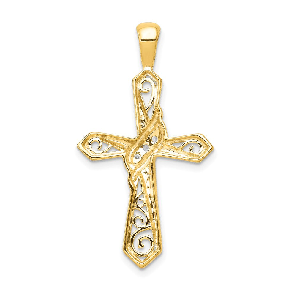 14K Yellow Gold 1/20ct. Real Diamond Cross Pendant