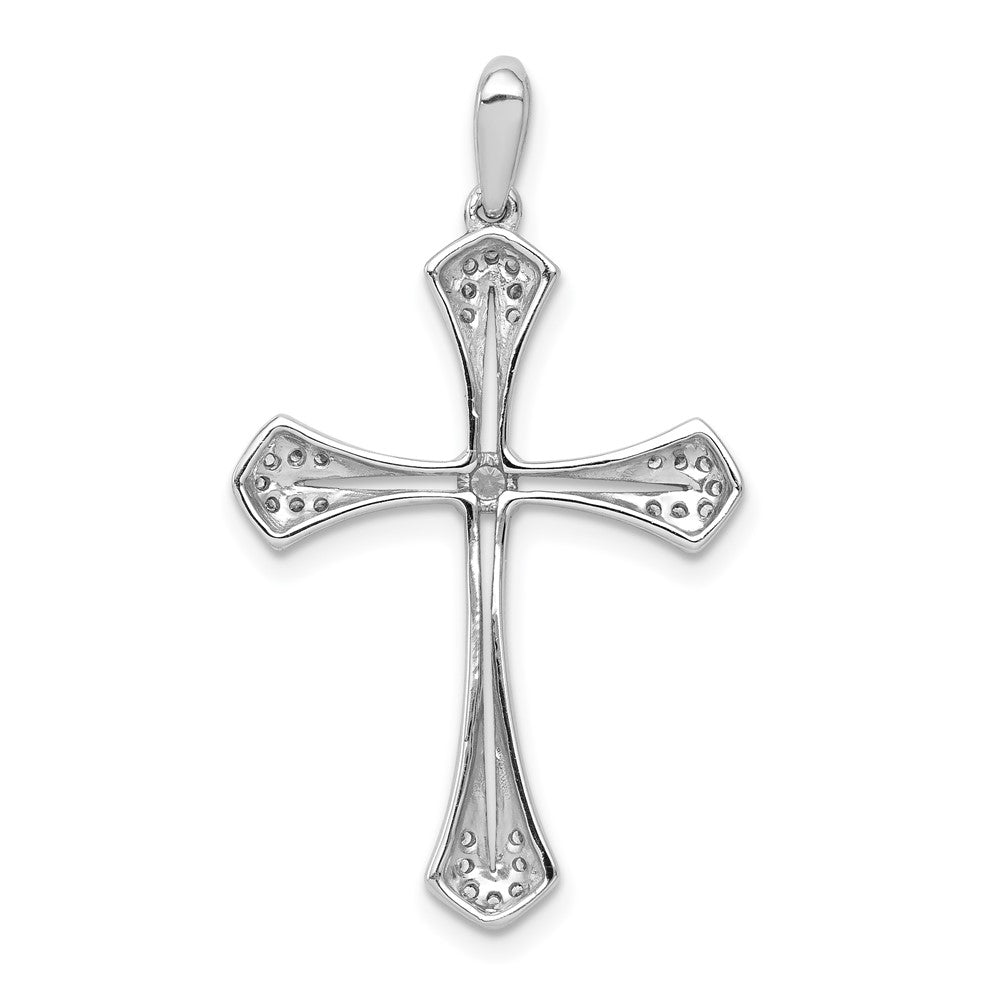 14k White Gold 1/6ct. Real Diamond Cross Pendant