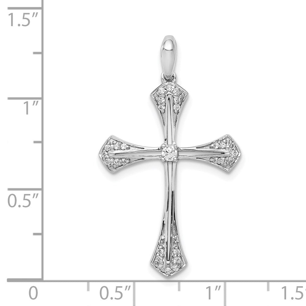 14k White Gold 1/6ct. Real Diamond Cross Pendant