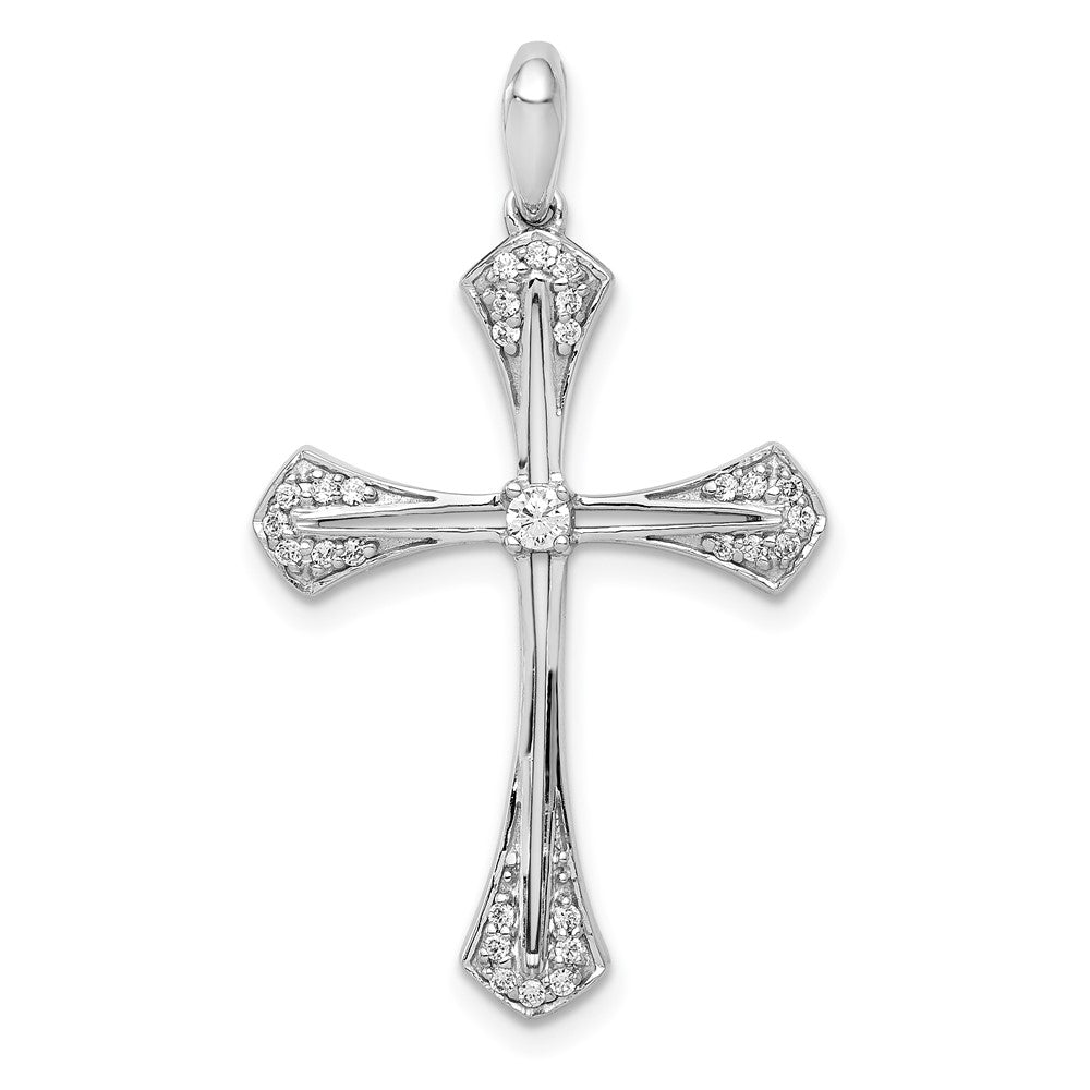 14k White Gold 1/6ct. Real Diamond Cross Pendant