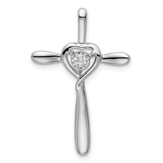 Solid 14k White Gold Simulated CZ Slide Pendant