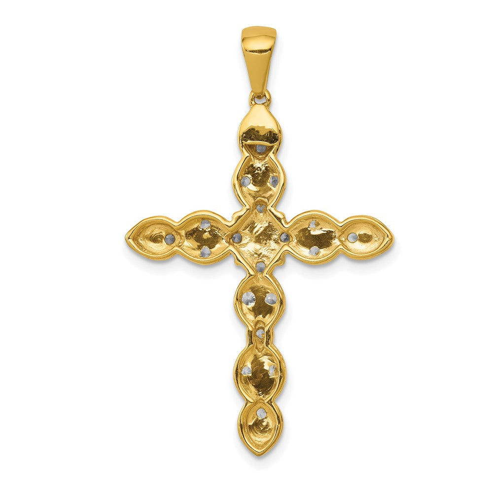 Solid 14k Yellow Gold 1/2ct. Simulated CZ Cross Pendant