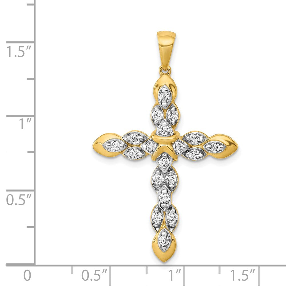 14K Yellow Gold 1/2ct. Real Diamond Cross Pendant