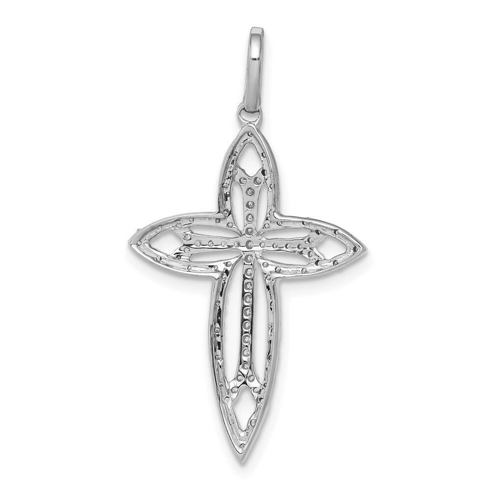 14k White Gold 1/4ct. Real Diamond Fancy Cross Pendant