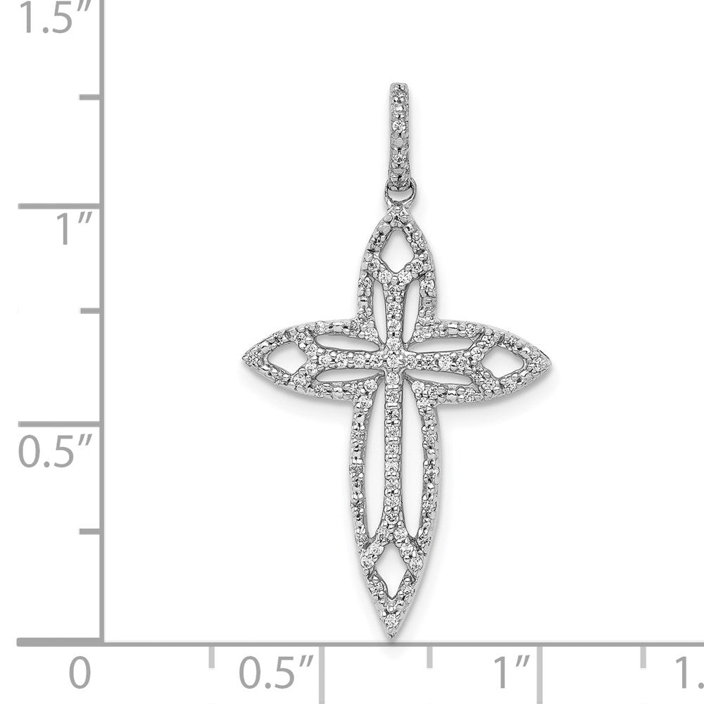 14k White Gold 1/4ct. Real Diamond Fancy Cross Pendant