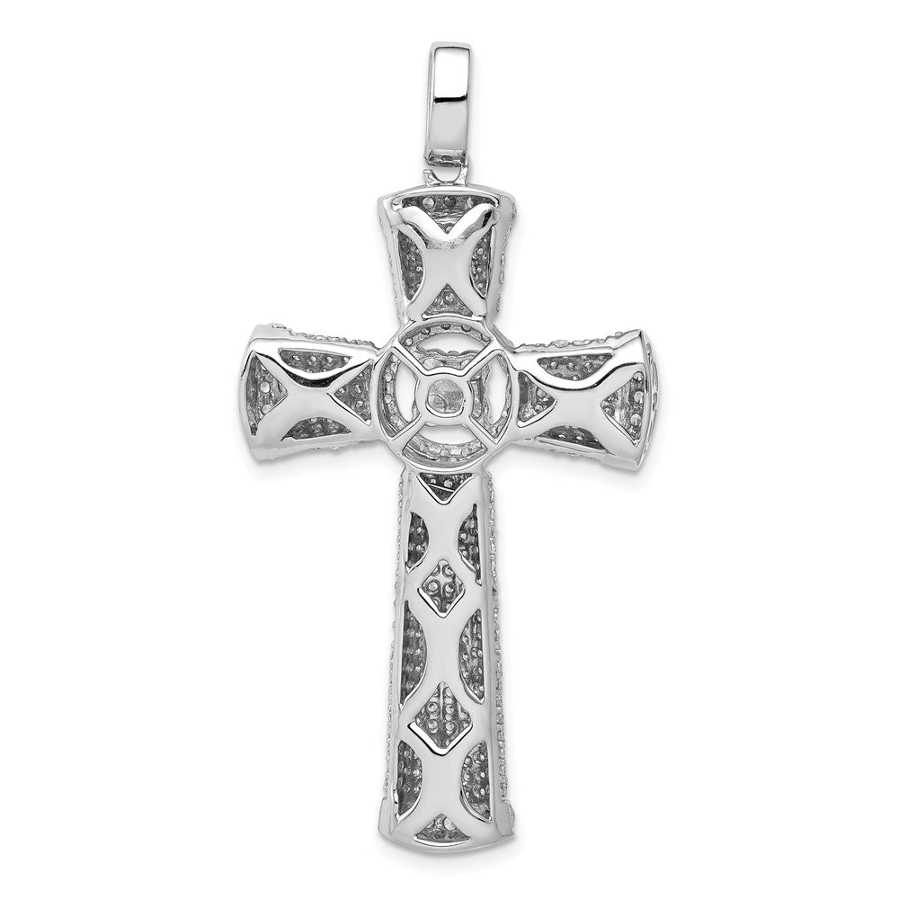 14k White Gold Real Diamond Cross Pendant