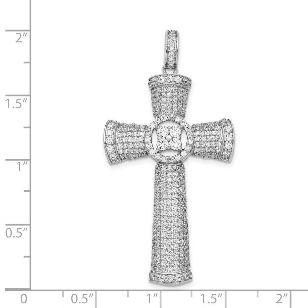 14k White Gold Real Diamond Cross Pendant