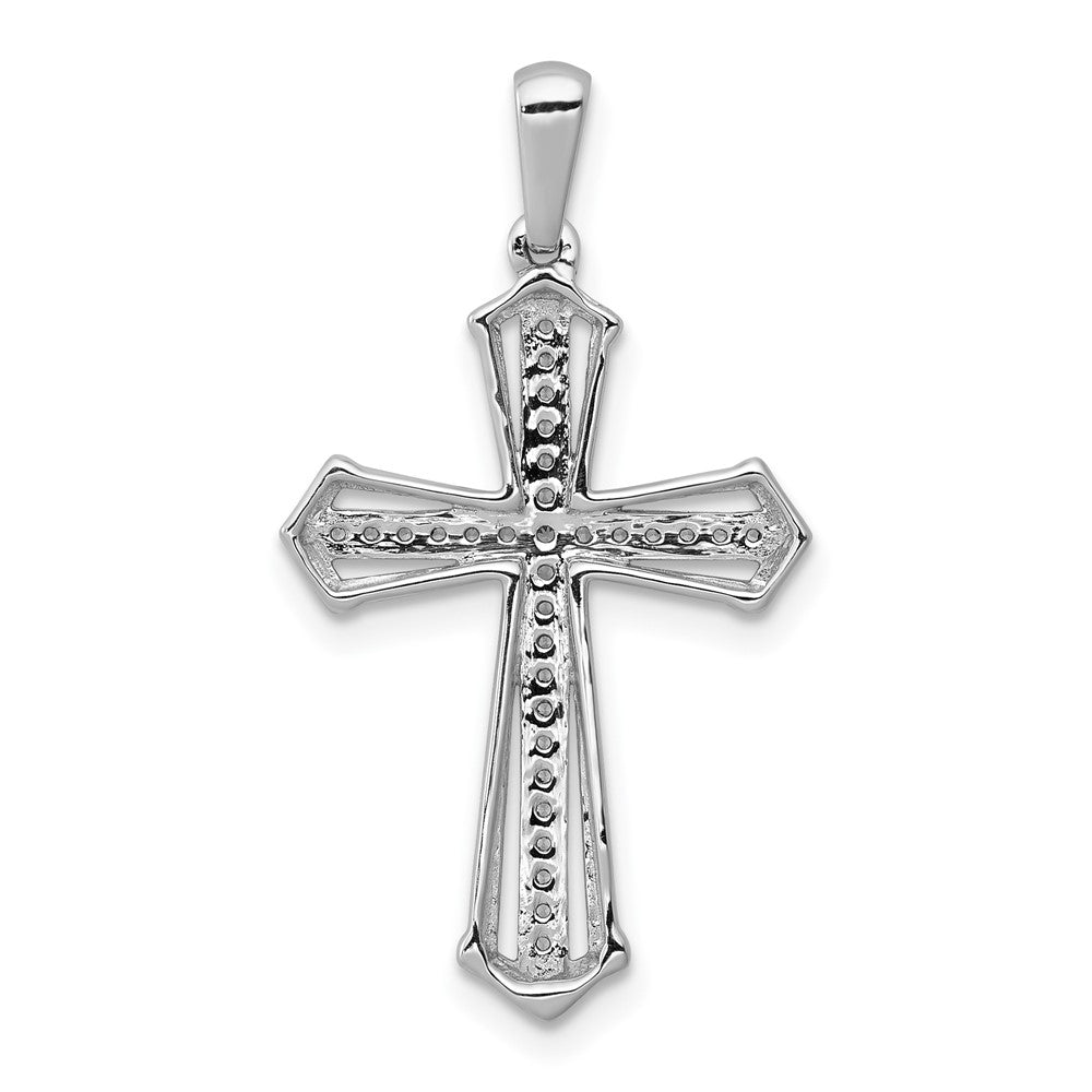 14k White Gold 1/8ct. Real Diamond Passion Cross Pendant