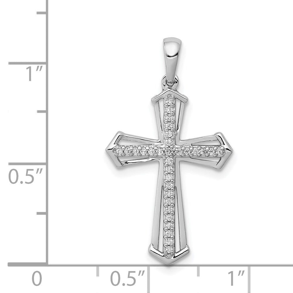 14k White Gold 1/8ct. Real Diamond Passion Cross Pendant