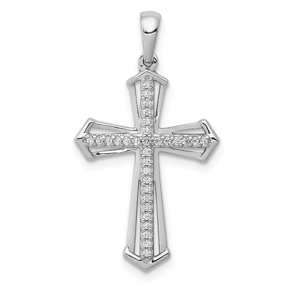 14k White Gold 1/8ct. Real Diamond Passion Cross Pendant