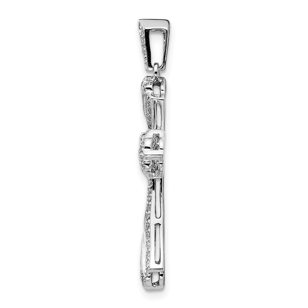 Solid 14k White Gold 1/3ct. Simulated CZ Fancy Cross Pendant