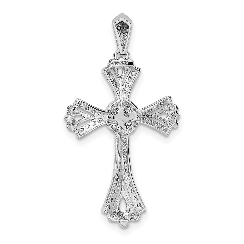 14k White Gold 1/3ct. Real Diamond Fancy Cross Pendant