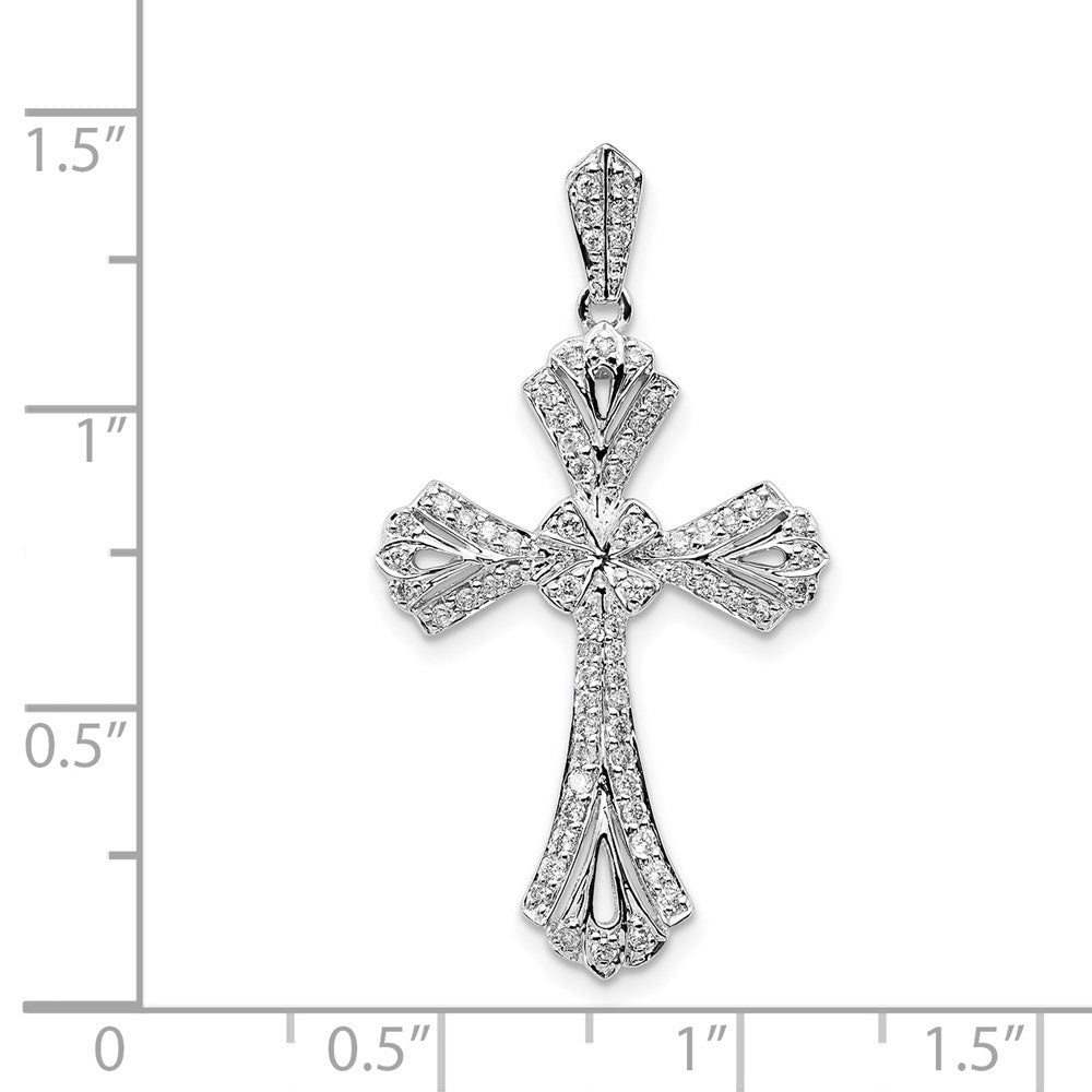 14k White Gold 1/3ct. Real Diamond Fancy Cross Pendant