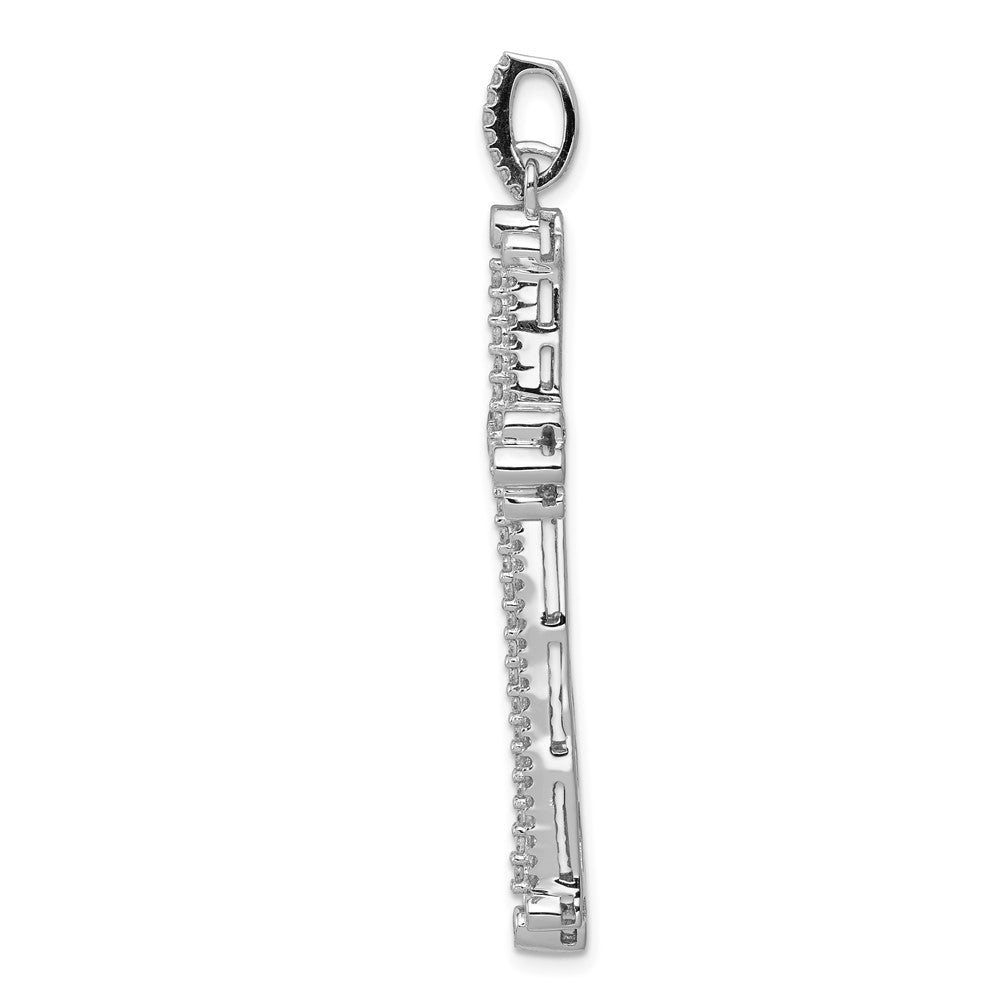 14k White Gold 1ct. Real Diamond Budded Cross Pendant