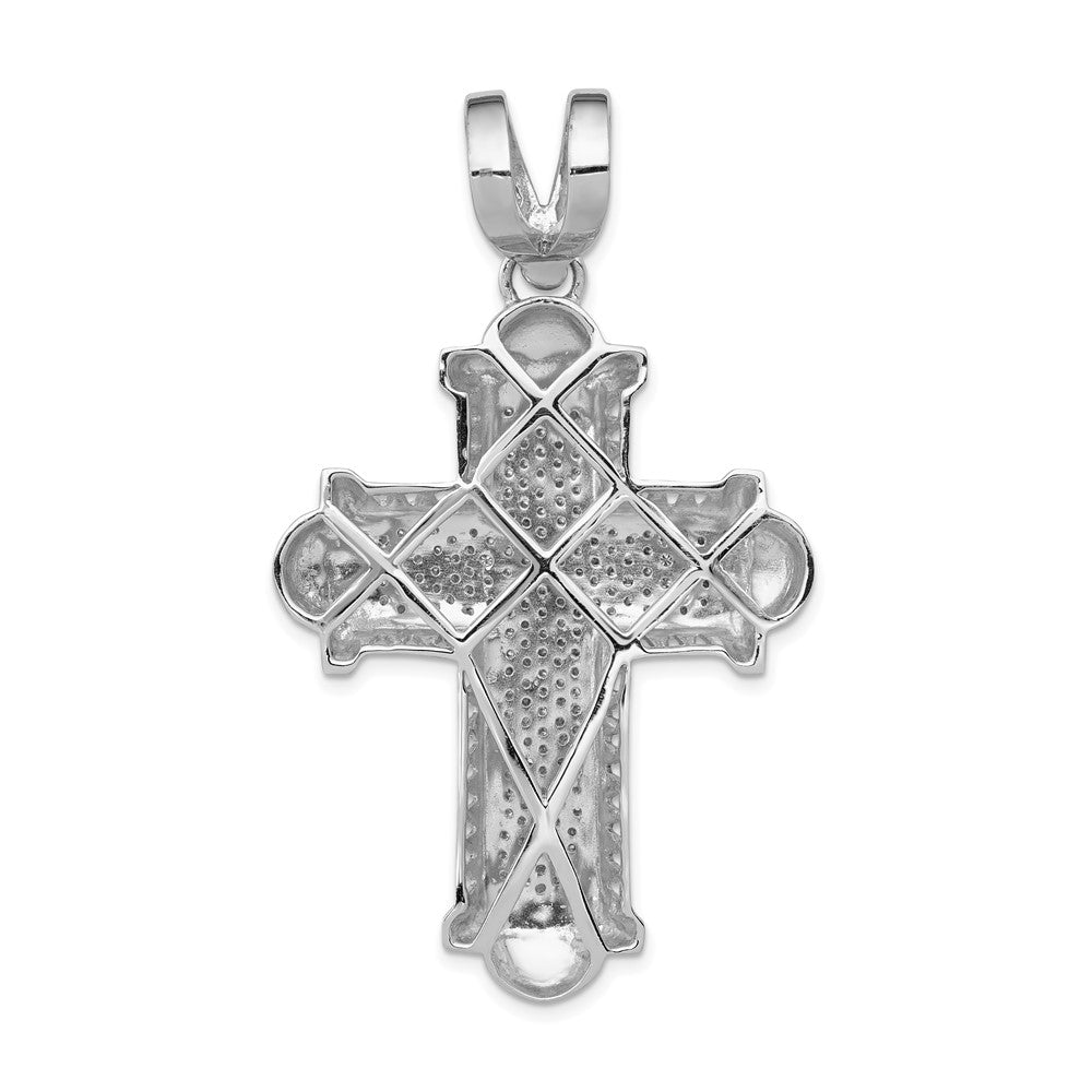 14k White Gold 7/8ct. Real Diamond Cross Pendant