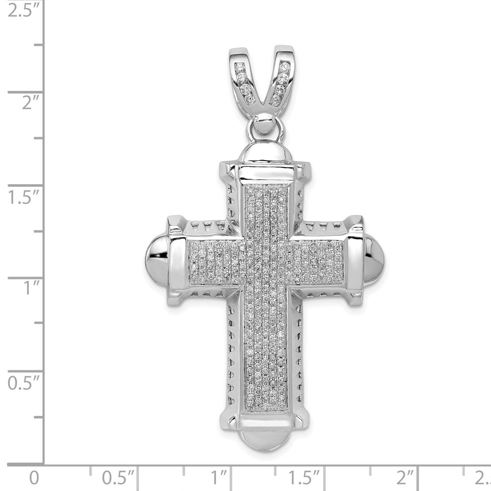 14k White Gold 7/8ct. Real Diamond Cross Pendant