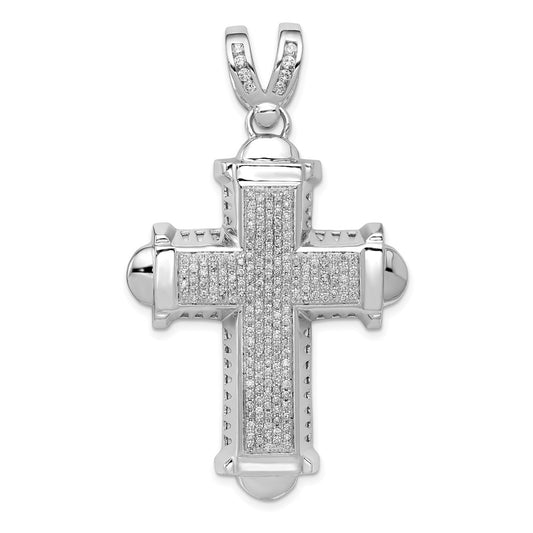 14k White Gold 7/8ct. Real Diamond Cross Pendant