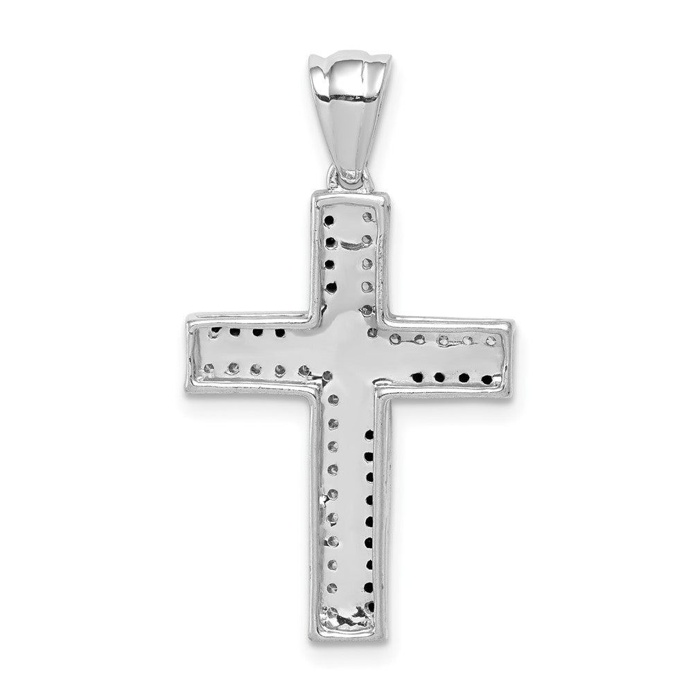 14k White Gold 1/5ct. Black and White Real Diamond Cross Pendant