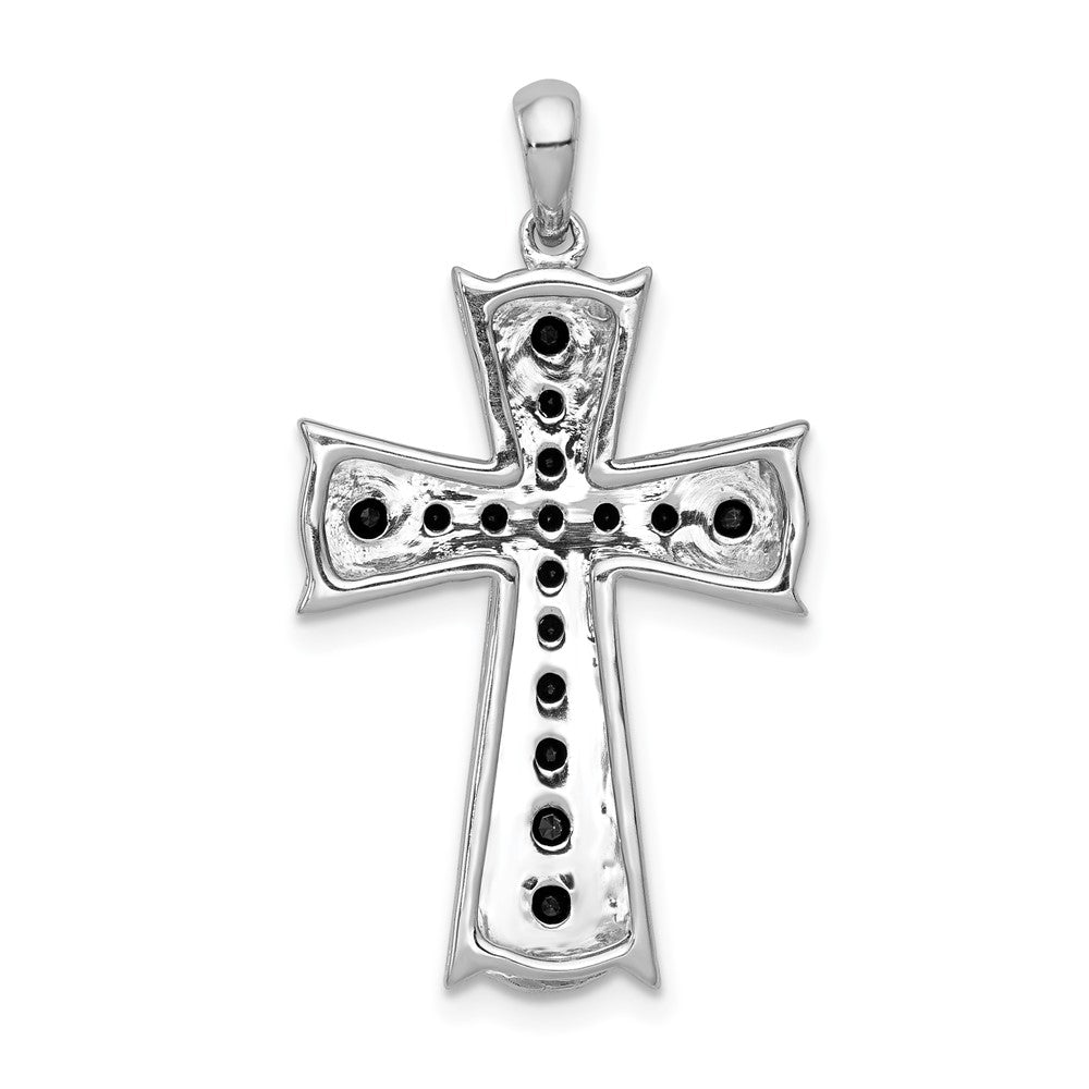 14k White Gold 5/8ct. Black Real Diamond Cross Pendant