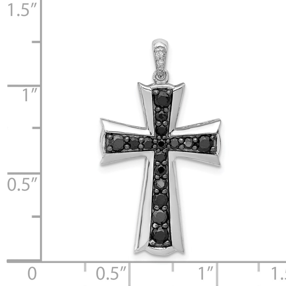 14k White Gold 5/8ct. Black Real Diamond Cross Pendant