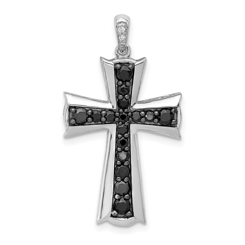 14k White Gold 5/8ct. Black Real Diamond Cross Pendant