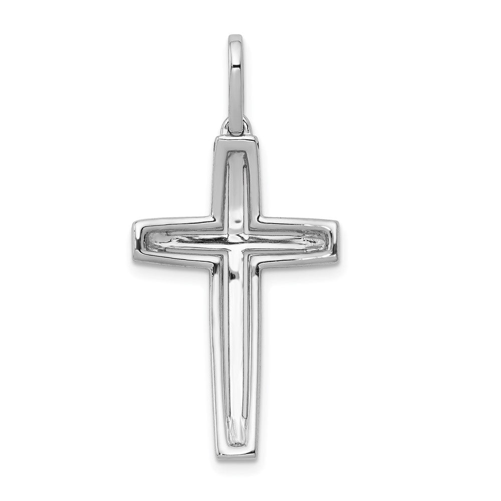 14k White Gold Real Diamond Cross Pendant