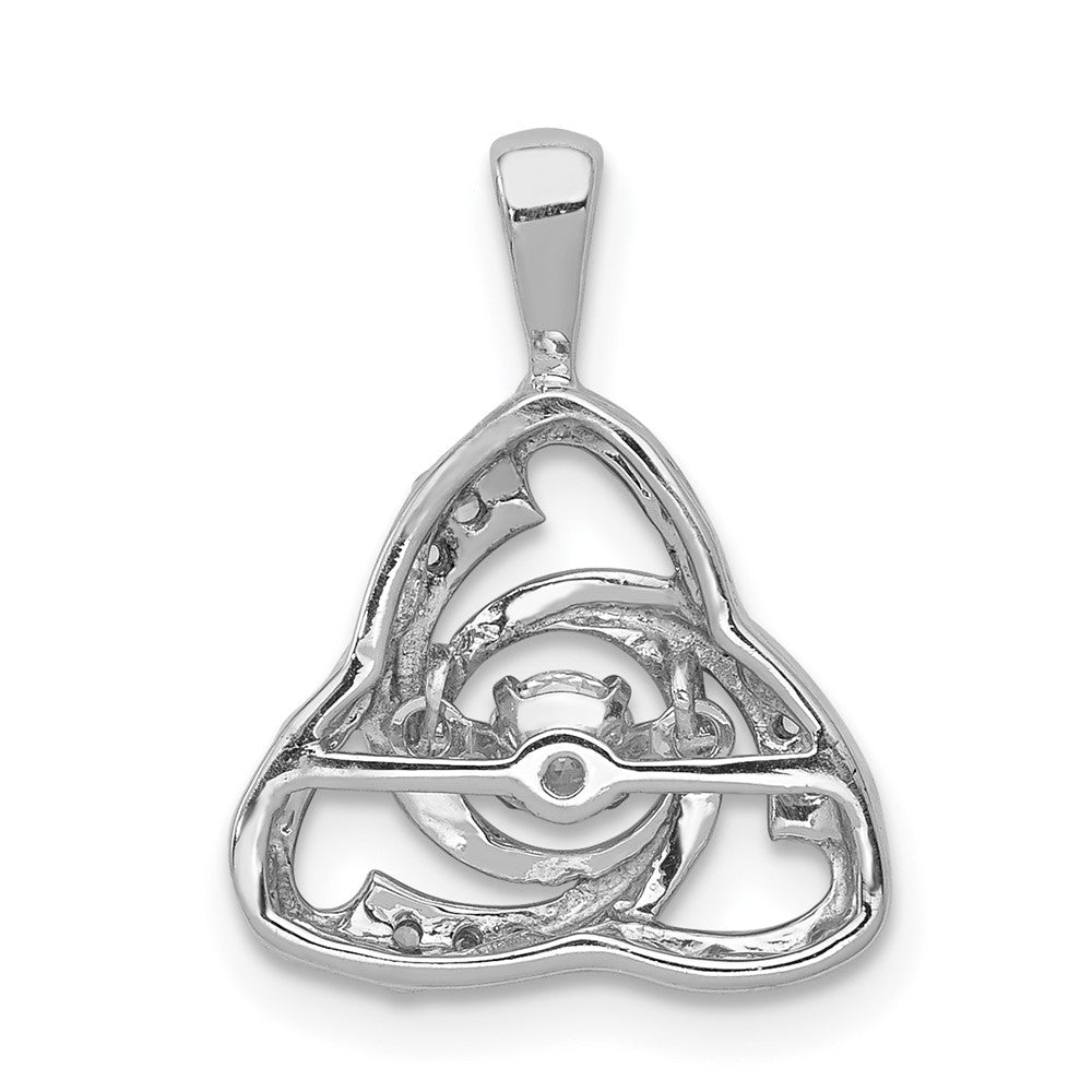 14k White Gold Vibrant Real Diamond Celtic Pendant